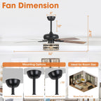 Ventilatore da soffitto con gabbia nera a 5 pale in legno galleggiante da fattoria 52 con telecomando