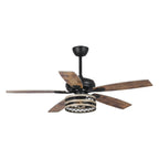 Ventilatore da soffitto con gabbia nera a 5 pale in legno galleggiante da fattoria 52 con telecomando