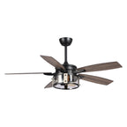 Ventilatore da soffitto per interni a 5 pale in legno nero rustico da 52 pollici con telecomando