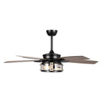 Ventilatore da soffitto per interni a 5 pale in legno nero rustico da 52 pollici con telecomando