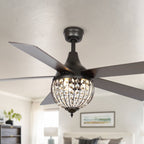 Ventilatore da soffitto industriale in legno nero a 5 pale con telecomando