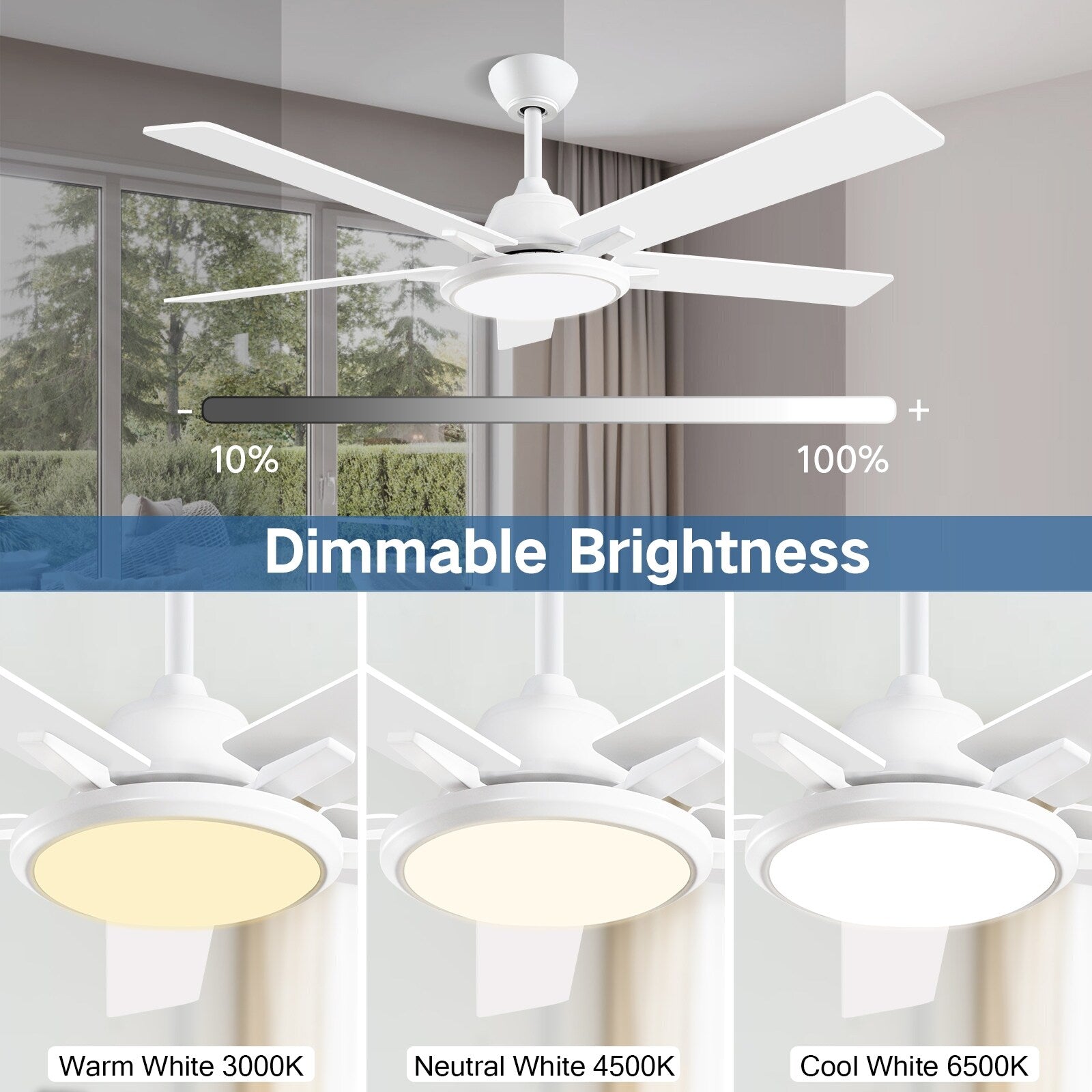 52 ventilatori da soffitto moderni con luci e telecomando, LED dimmerabili