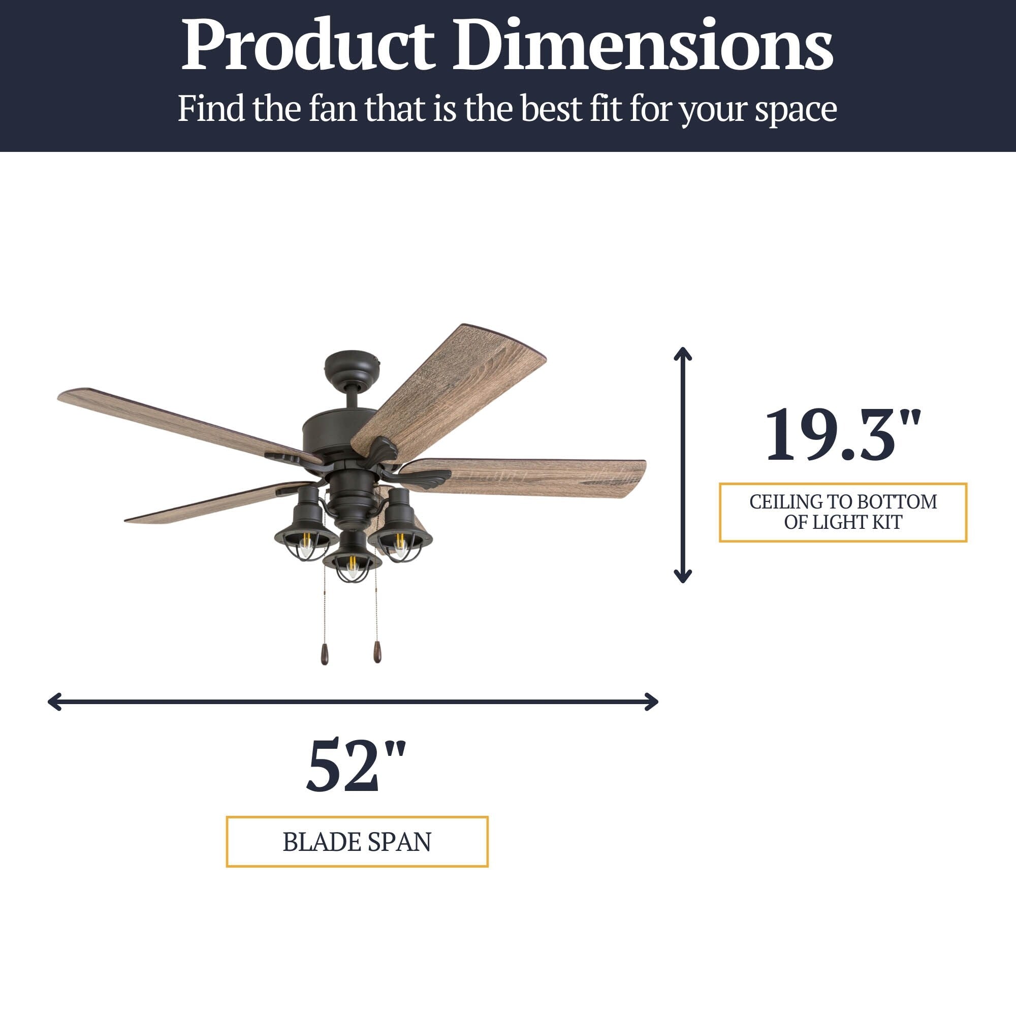 52 Prominence Home Sivan Bronze Farmhouse Ventilatore da soffitto a LED con luce, telecomando