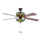 Ventilatore da soffitto Magna Carta in stile Tiffany Copper Grove Guasipati da 52 pollici - 52L x 52W x 16,5