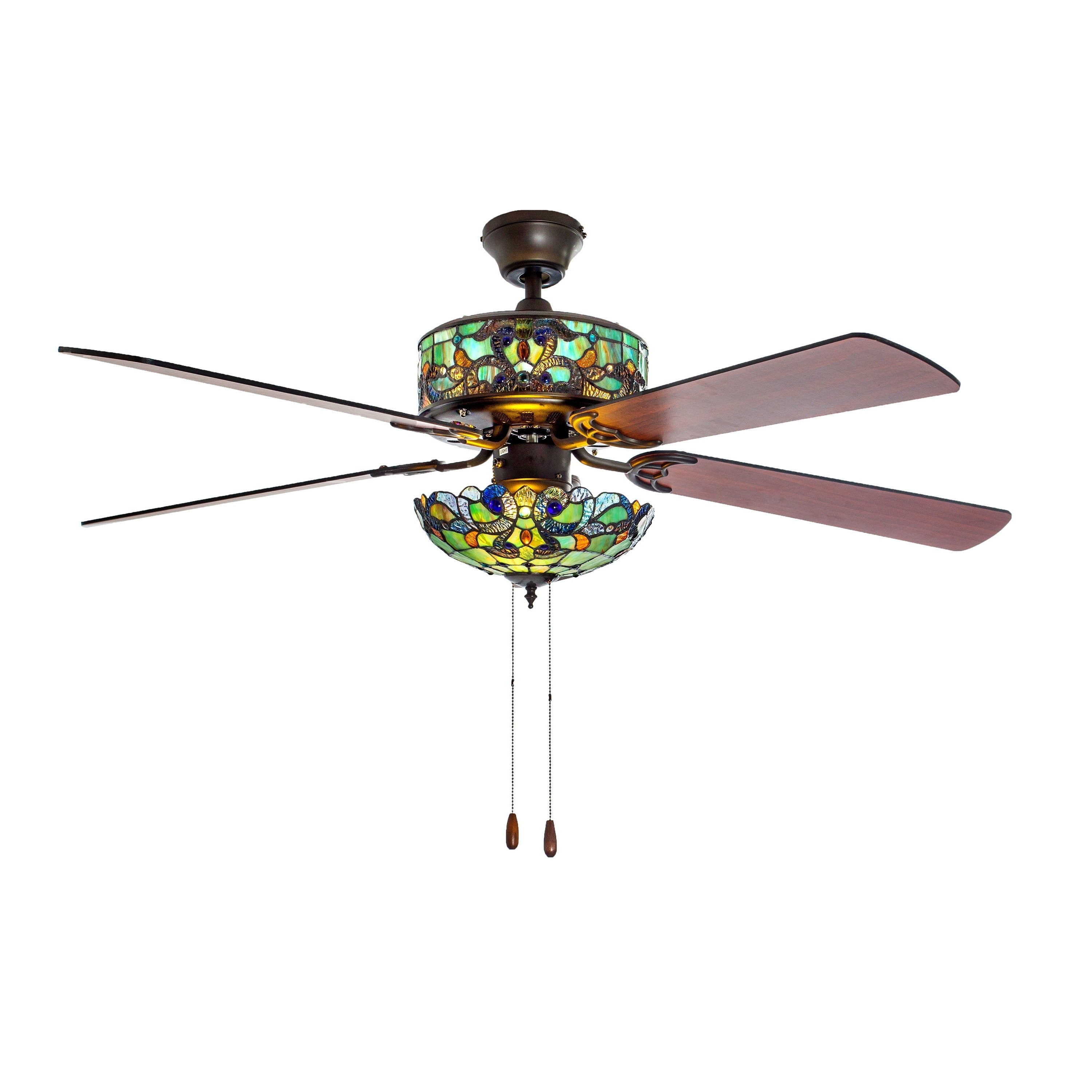 Ventilatore da soffitto Magna Carta in stile Tiffany Copper Grove Guasipati da 52 pollici - 52L x 52W x 16,5