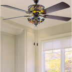 Ventilatore da soffitto Magna Carta in stile Tiffany Copper Grove Guasipati da 52 pollici - 52L x 52W x 16,5