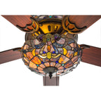 Ventilatore da soffitto Magna Carta in stile Tiffany Copper Grove Guasipati da 52 pollici - 52L x 52W x 16,5