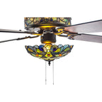 Ventilatore da soffitto Magna Carta in stile Tiffany Copper Grove Guasipati da 52 pollici - 52L x 52W x 16,5