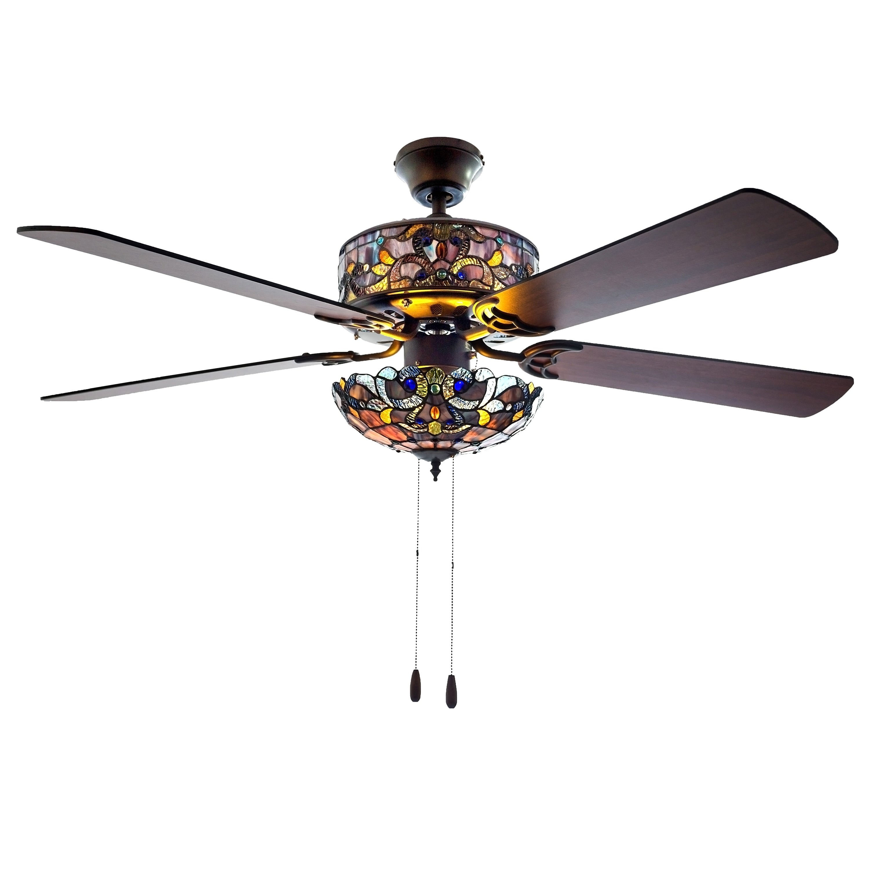 Ventilatore da soffitto Magna Carta in stile Tiffany Copper Grove Guasipati da 52 pollici - 52L x 52W x 16,5