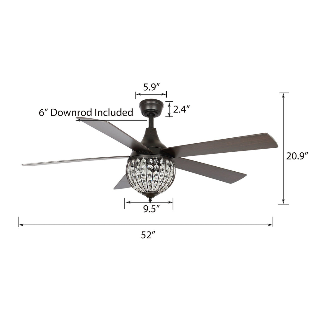 Ventilatore da soffitto industriale in legno nero a 5 pale con telecomando