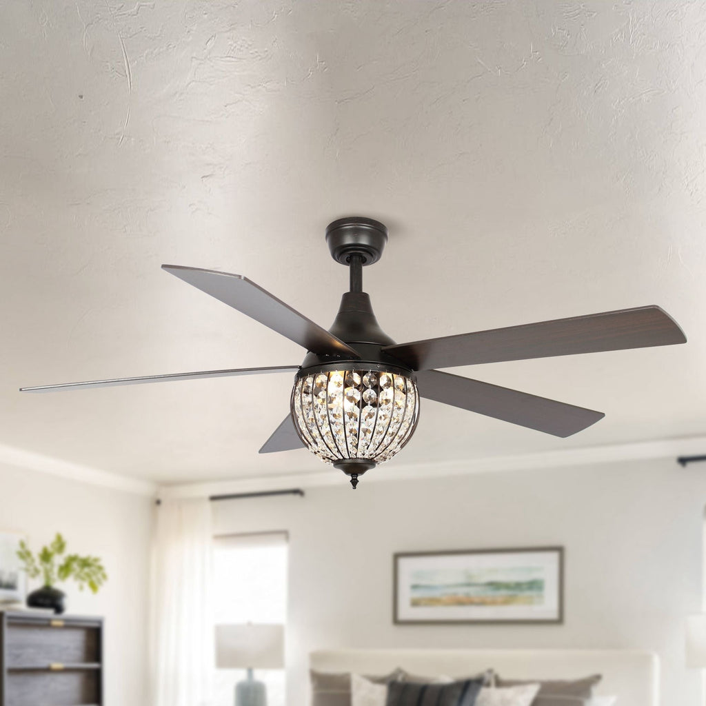 Ventilatore da soffitto industriale in legno nero a 5 pale con telecomando