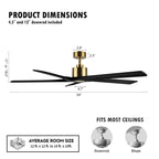 Ventilatore da soffitto per interni con motore CC WINGBO da 54 pollici senza luci - N/D