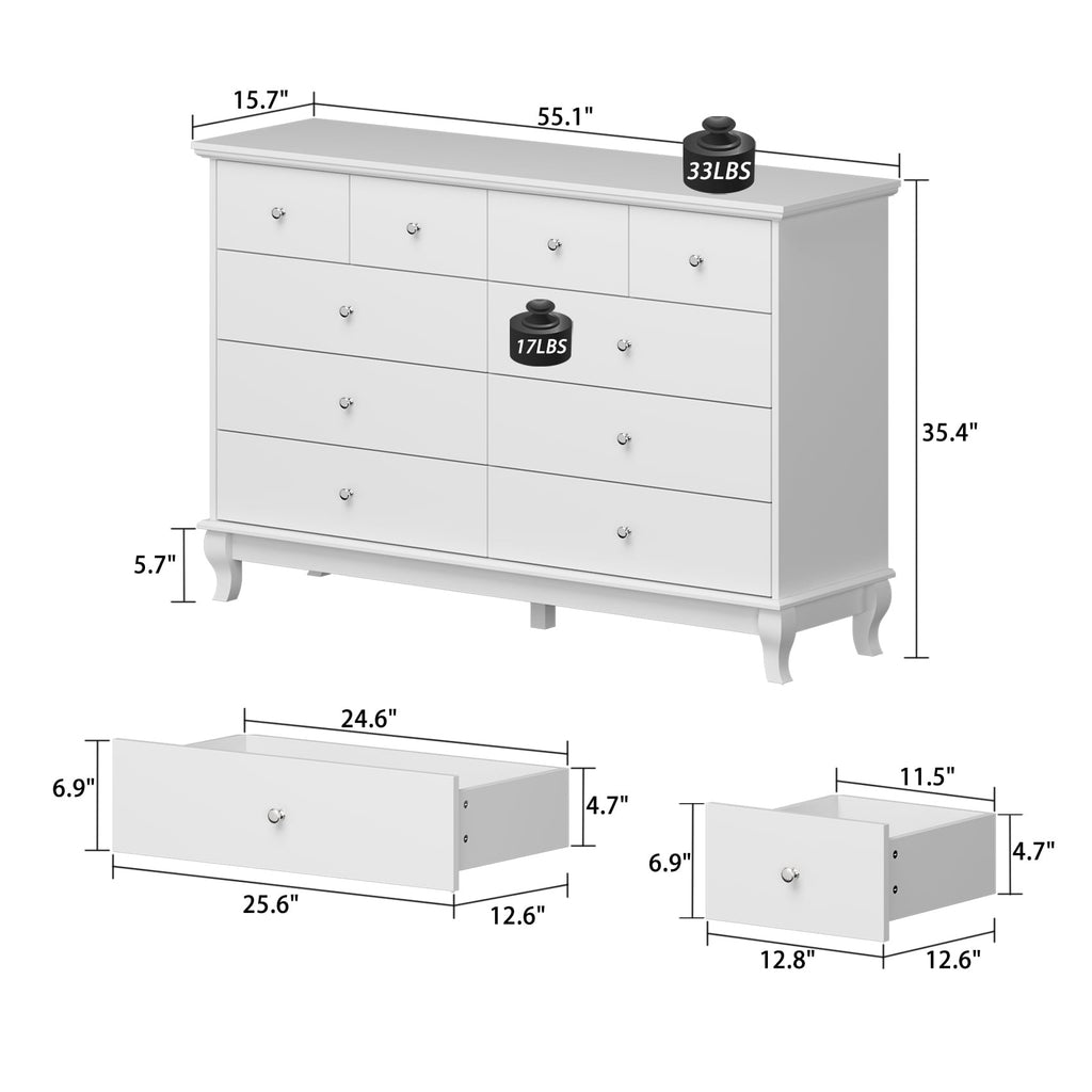 Cassettiera per camera da letto matrimoniale larga 55,1 cm con cassetti portaoggetti