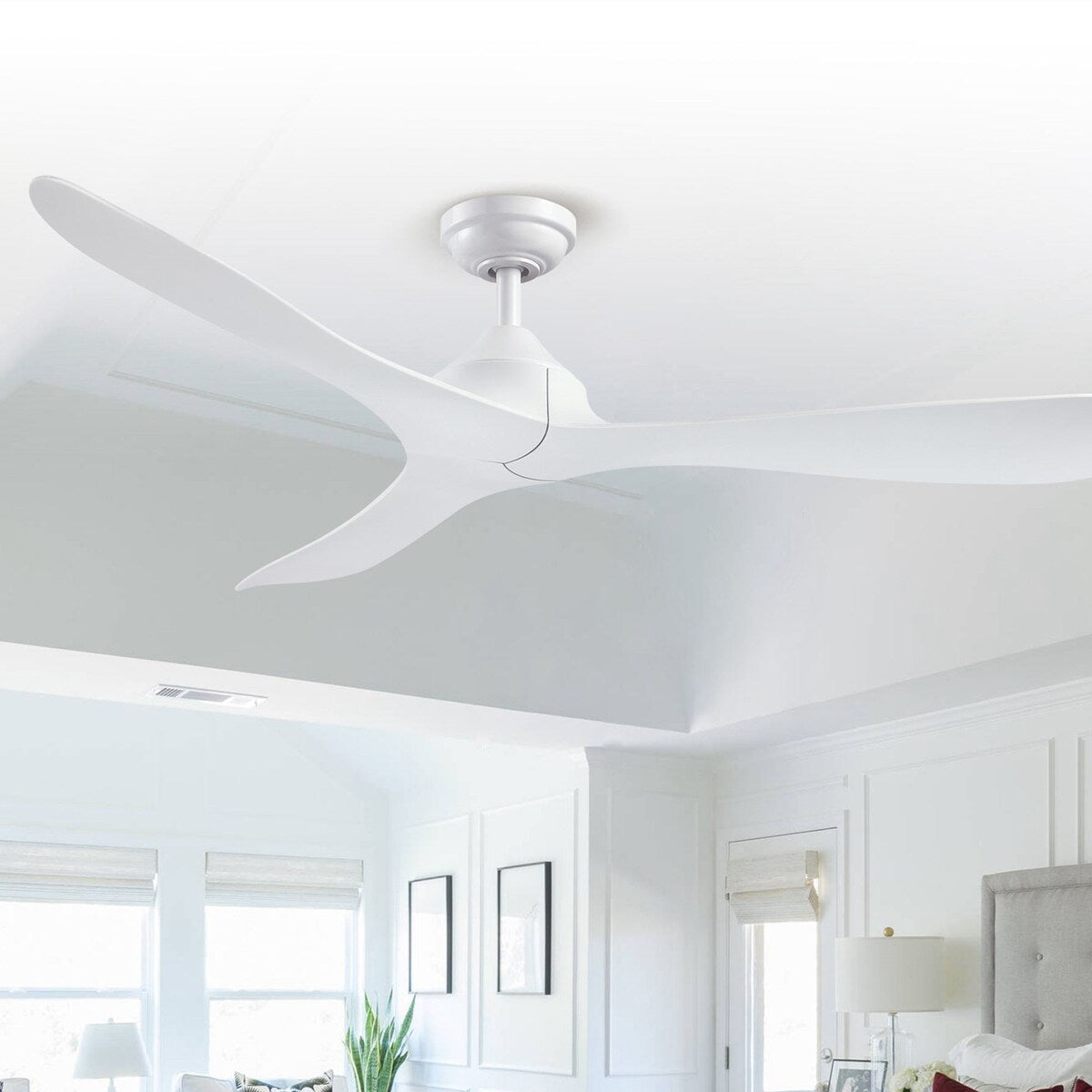 Ventilatore da soffitto moderno a 3 pale con elica nera da 56 pollici e telecomando