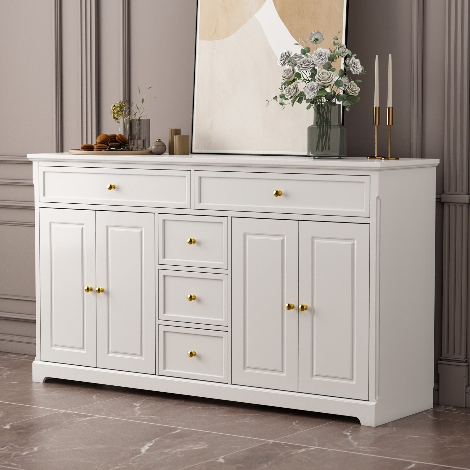 Credenza da 59,1'', bianca, moderna, contemporanea, laccata