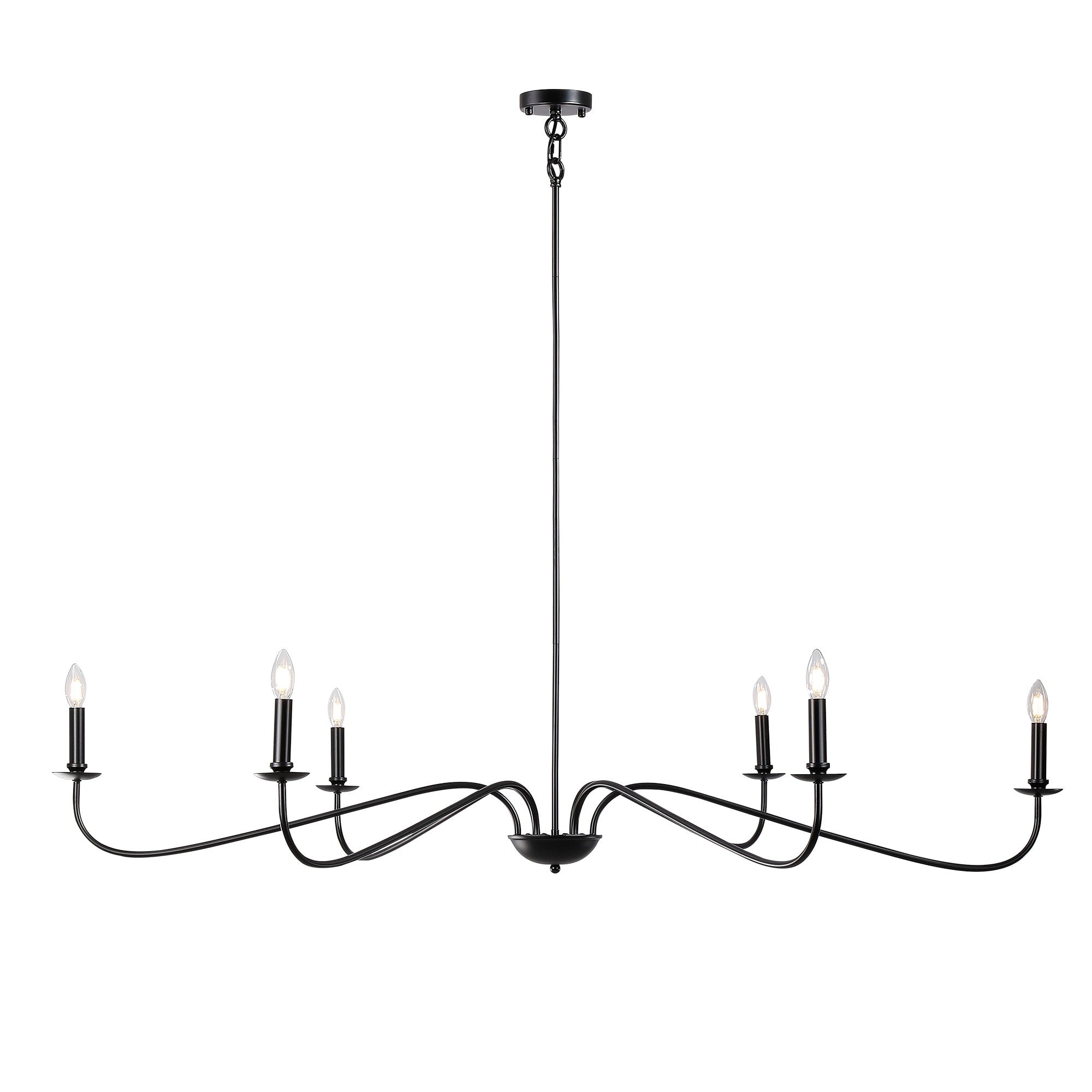 Lampadario minimalista da 64 pollici con 6 luci in nero opaco/oro/cromo - N/D