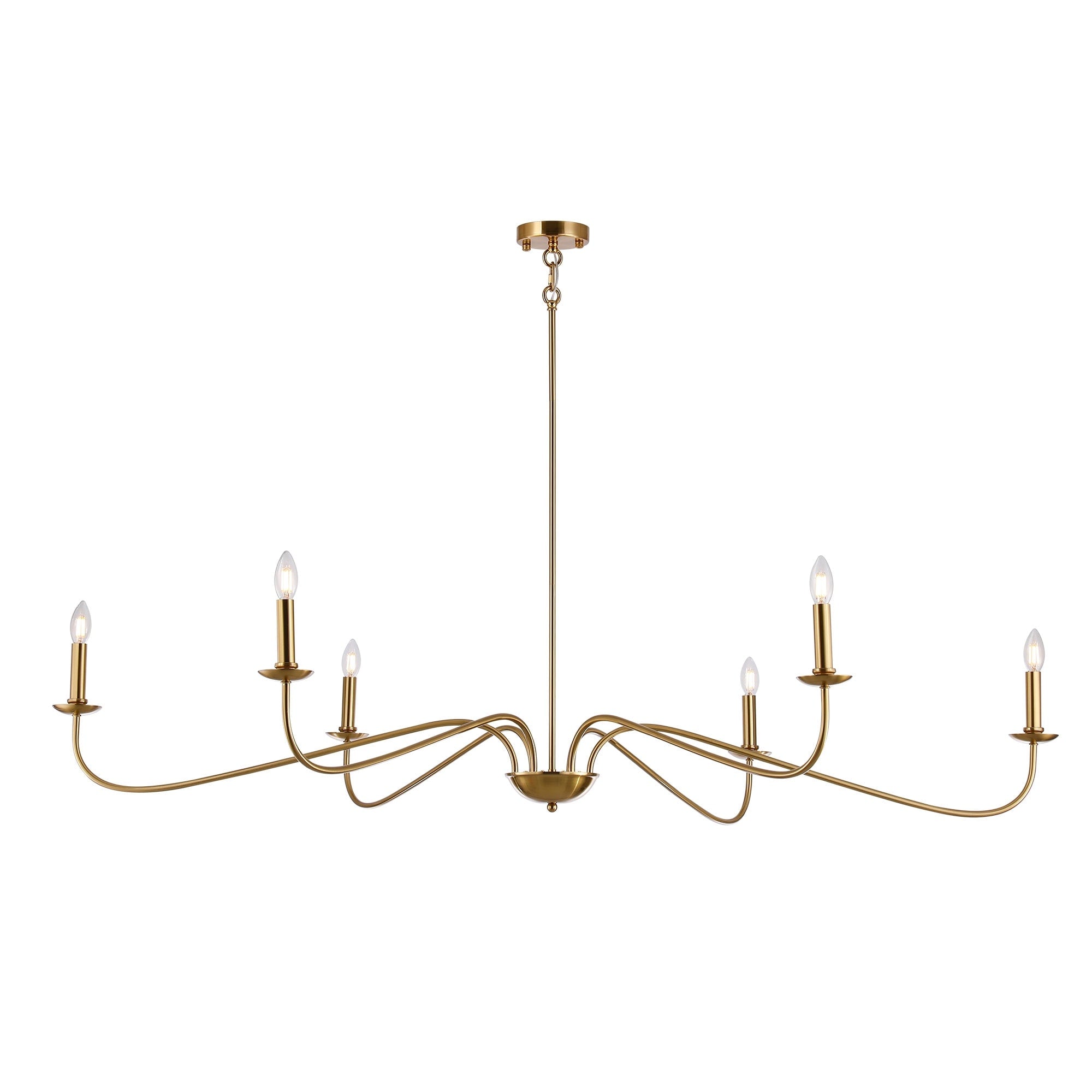 Lampadario minimalista da 64 pollici con 6 luci in nero opaco/oro/cromo - N/D