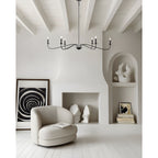 Lampadario minimalista da 64 pollici con 6 luci in nero opaco/oro/cromo - N/D