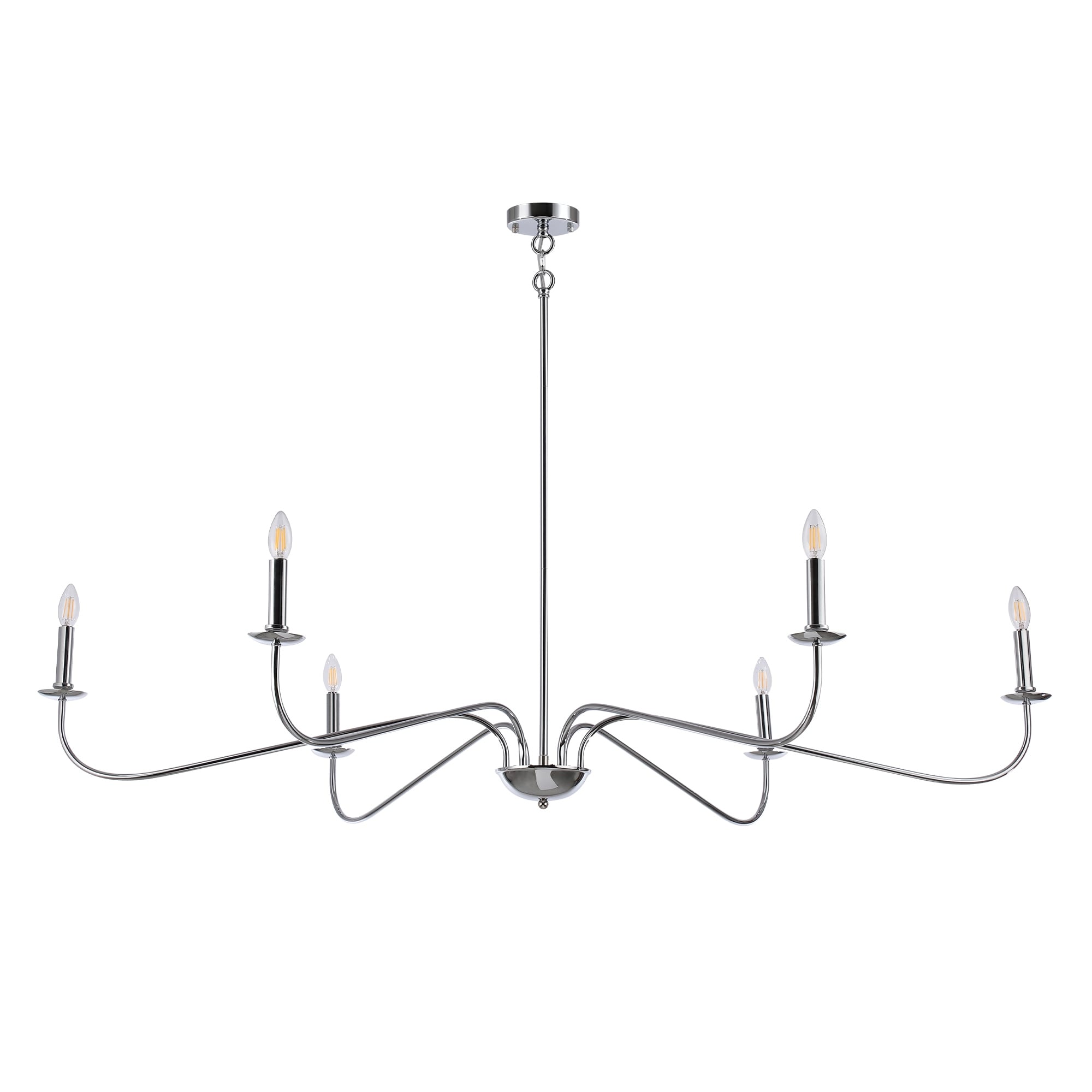 Lampadario minimalista da 64 pollici con 6 luci in nero opaco/oro/cromo - N/D