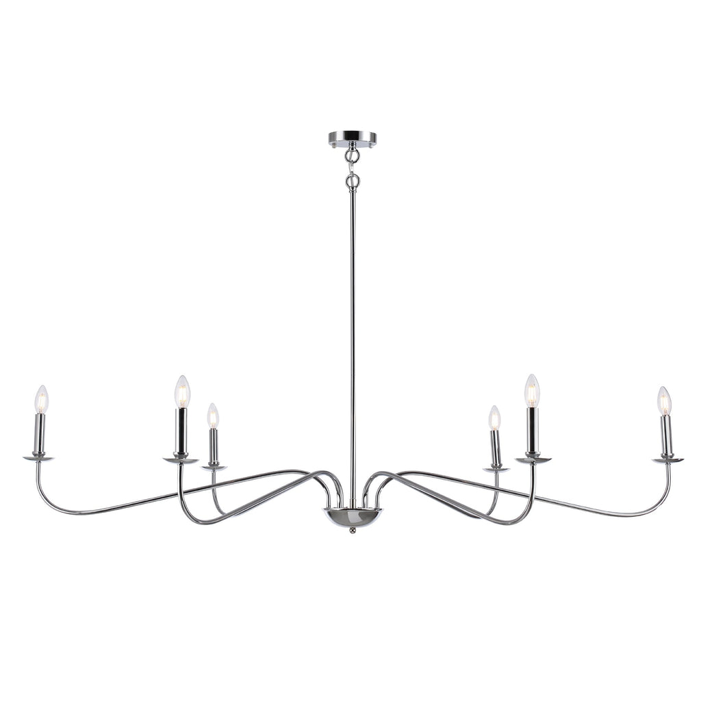 Lampadario minimalista da 64 pollici con 6 luci in nero opaco/oro/cromo - N/D