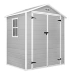 Capannone per attrezzi da esterno in resina resistente alle intemperie, 6 piedi x 4 piedi/6 piedi x 8 piedi/8 piedi x 6 piedi/8 piedi x 10 piedi, con pavimento, Spire Tool Shed