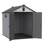 Capannone per attrezzi da esterno in resina resistente alle intemperie, 6 piedi x 4 piedi/6 piedi x 8 piedi/8 piedi x 6 piedi/8 piedi x 10 piedi, con pavimento, Spire Tool Shed