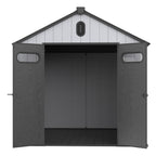 Capannone per attrezzi da esterno in resina resistente alle intemperie, 6 piedi x 4 piedi/6 piedi x 8 piedi/8 piedi x 6 piedi/8 piedi x 10 piedi, con pavimento, Spire Tool Shed