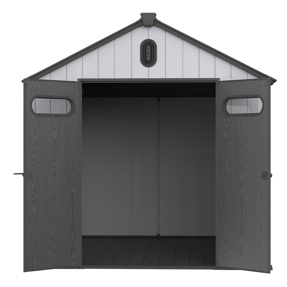 Capannone per attrezzi da esterno in resina resistente alle intemperie, 6 piedi x 4 piedi/6 piedi x 8 piedi/8 piedi x 6 piedi/8 piedi x 10 piedi, con pavimento, Spire Tool Shed