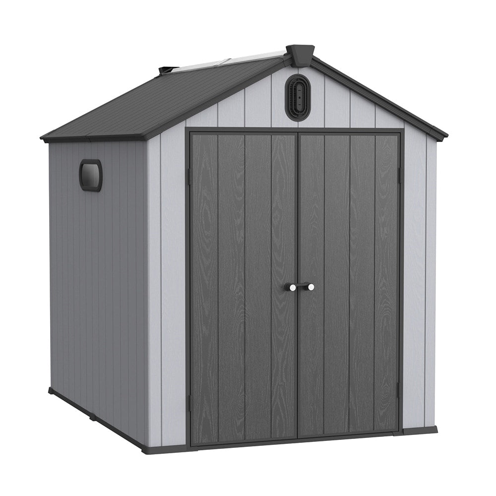 Capannone per attrezzi da esterno in resina resistente alle intemperie, 6 piedi x 4 piedi/6 piedi x 8 piedi/8 piedi x 6 piedi/8 piedi x 10 piedi, con pavimento, Spire Tool Shed