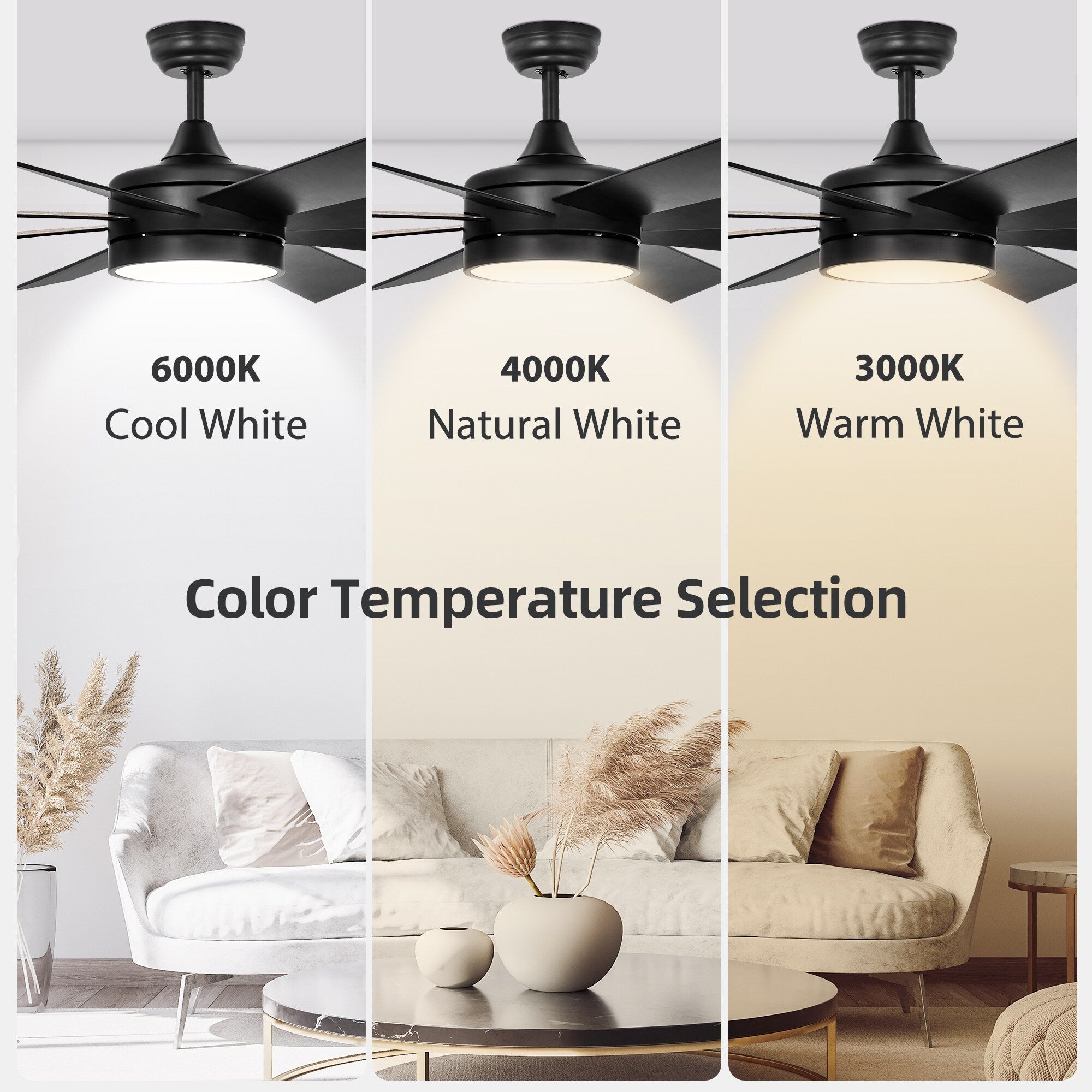 Ventilatore da soffitto Moasis nero opaco da 60 pollici a 8 pale con luce LED e telecomando - 60