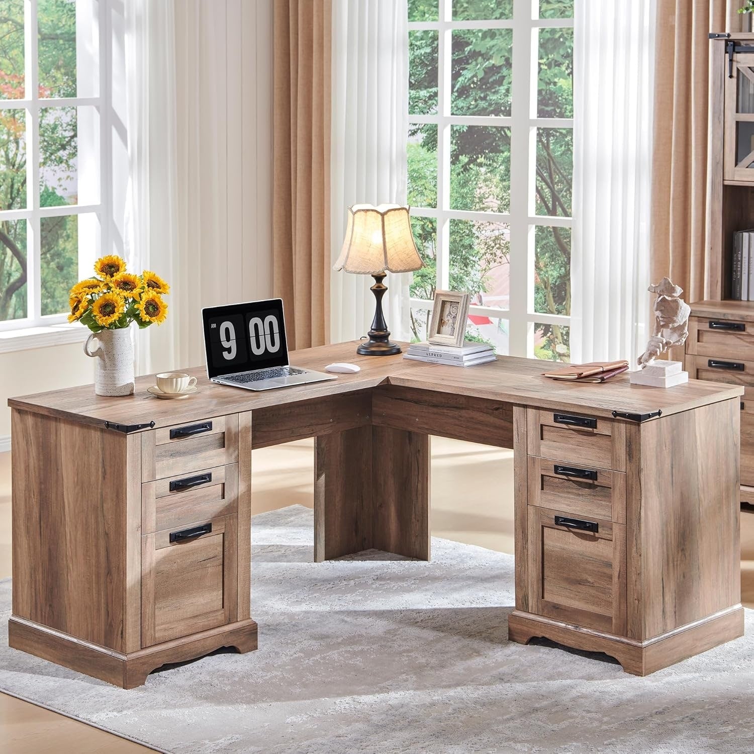 Scrivania direzionale a L da 60 pollici, scrivania angolare in legno, scrivania per computer