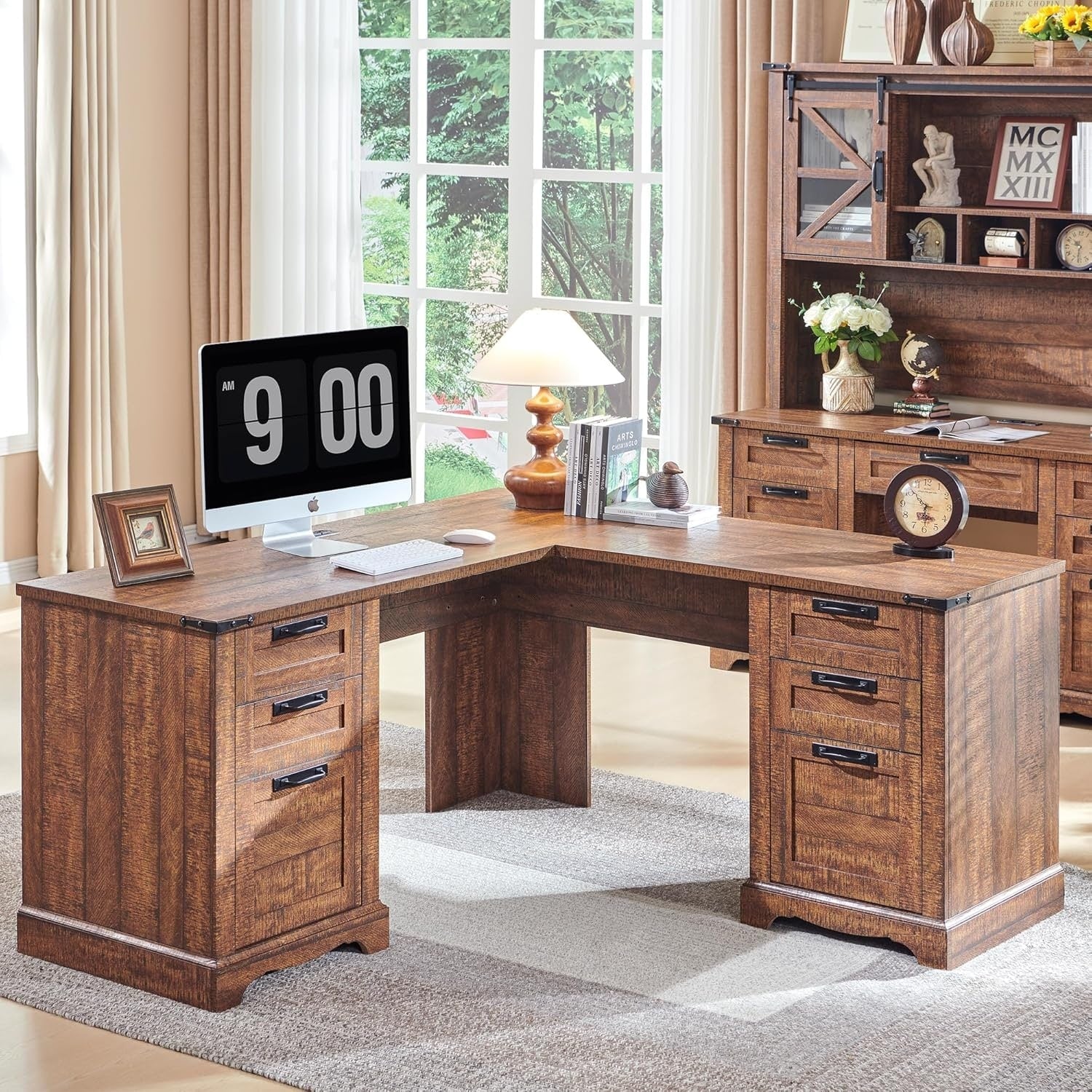 Scrivania direzionale a L da 60 pollici, scrivania angolare in legno, scrivania per computer