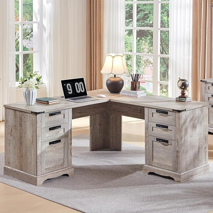 Scrivania direzionale a L da 60 pollici, scrivania angolare in legno, scrivania per computer