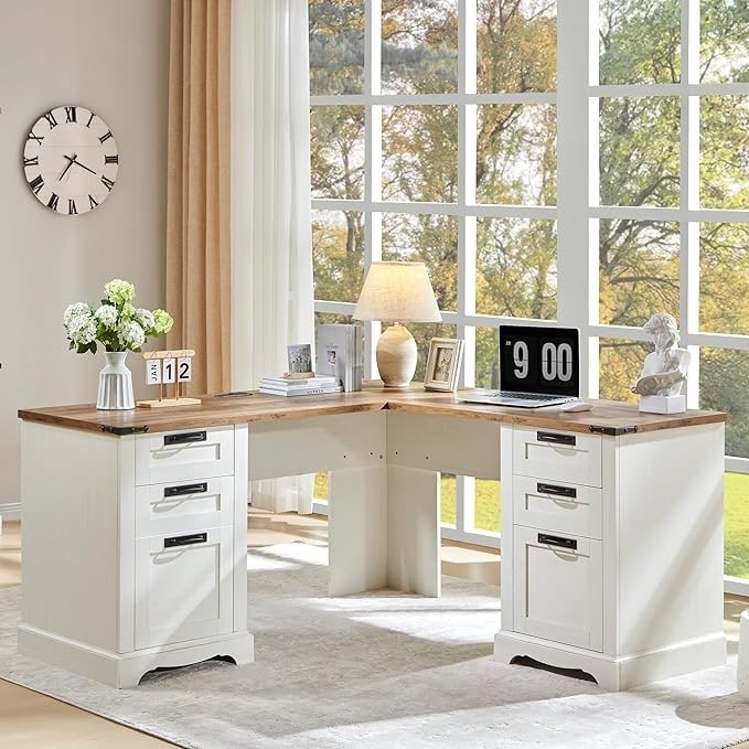 Scrivania direzionale a L da 60 pollici, scrivania angolare in legno, scrivania per computer