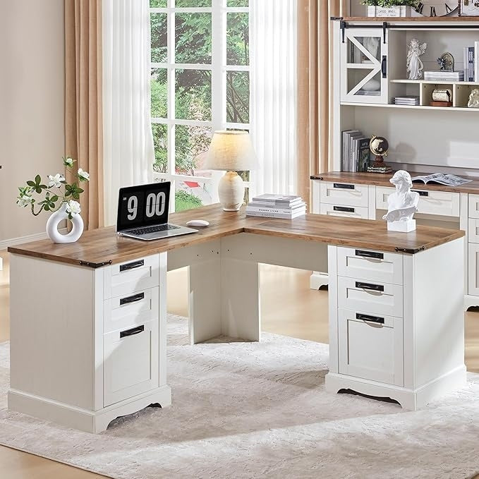 Scrivania direzionale a L da 60 pollici, scrivania angolare in legno, scrivania per computer