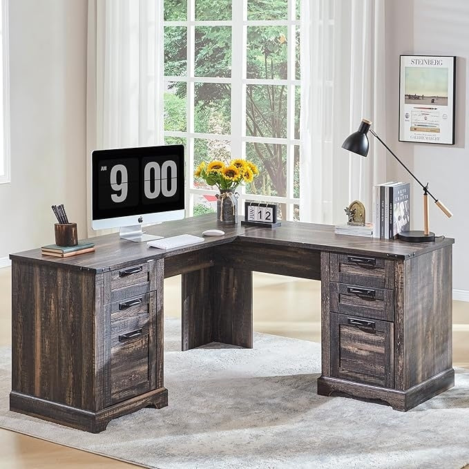 Scrivania direzionale a L da 60 pollici, scrivania angolare in legno, scrivania per computer