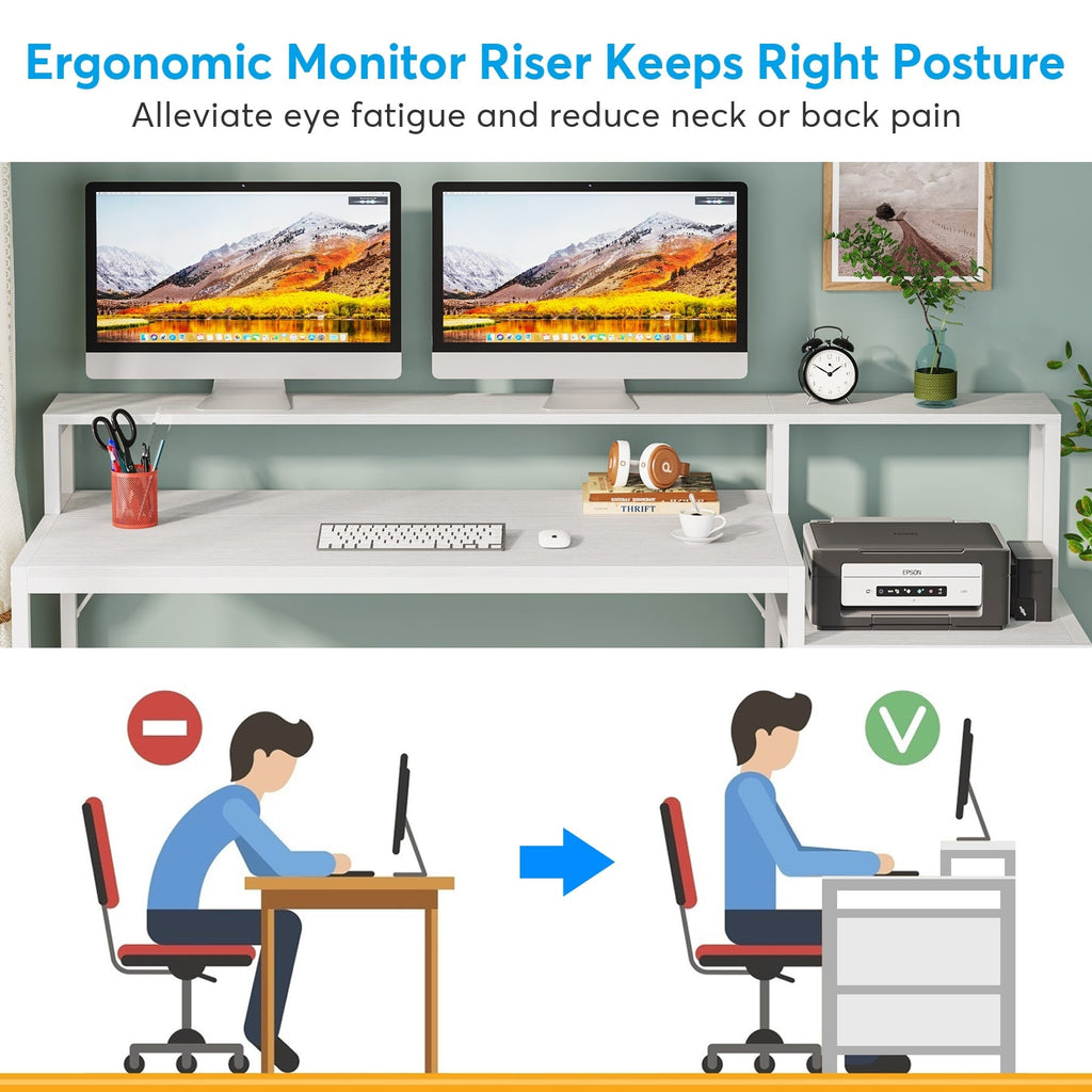 Scrivania per computer da 63 pollici con supporto per monitor, scrivanie ergonomiche per ufficio domestico con cassetti e schedario