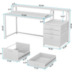Scrivania per computer da 63 pollici con supporto per monitor, scrivanie ergonomiche per ufficio domestico con cassetti e schedario