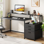 Scrivania per computer da 63 pollici con supporto per monitor, scrivanie ergonomiche per ufficio domestico con cassetti e schedario