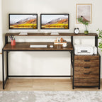 Scrivania per computer da 63 pollici con supporto per monitor, scrivanie ergonomiche per ufficio domestico con cassetti e schedario
