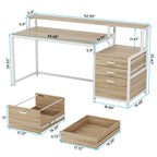 Scrivania per computer da 63 pollici con supporto per monitor, scrivanie ergonomiche per ufficio domestico con cassetti e schedario