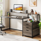 Scrivania per computer da 63 pollici con supporto per monitor, scrivanie ergonomiche per ufficio domestico con cassetti e schedario