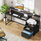 Scrivania per computer da 63 pollici con supporto per monitor, scrivanie ergonomiche per ufficio domestico con cassetti e schedario