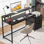 Scrivania per computer da 63 pollici con supporto per monitor, scrivanie ergonomiche per ufficio domestico con cassetti e schedario