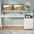 Scrivania per computer da 63 pollici con supporto per monitor, scrivanie ergonomiche per ufficio domestico con cassetti e schedario