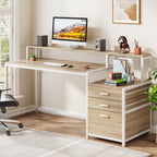 Scrivania per computer da 63 pollici con supporto per monitor, scrivanie ergonomiche per ufficio domestico con cassetti e schedario