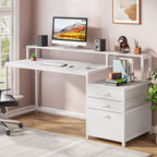 Scrivania per computer da 63 pollici con supporto per monitor, scrivanie ergonomiche per ufficio domestico con cassetti e schedario