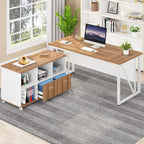 Scrivania per computer a L da 63 pollici con schedario laterale da 47 pollici, scrivania direzionale per ufficio domestico, set di scrivania