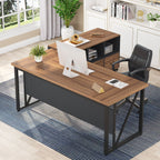 Scrivania per computer a L da 63 pollici con schedario laterale da 47 pollici, scrivania direzionale per ufficio domestico, set di scrivania