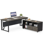 Scrivania per computer a L da 63 pollici con schedario laterale da 47 pollici, scrivania direzionale per ufficio domestico, set di scrivania
